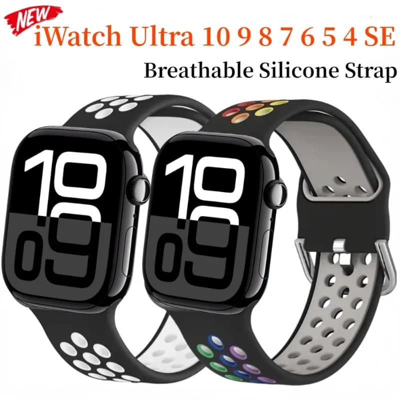 Cinturino in silicone per Apple Watch 49mm 46mm 42mm 45mm 44mm 40mm 41mm Cinturino traspirante iWatch Ultra 10 9 8 7 6 5 4 SE Cintura