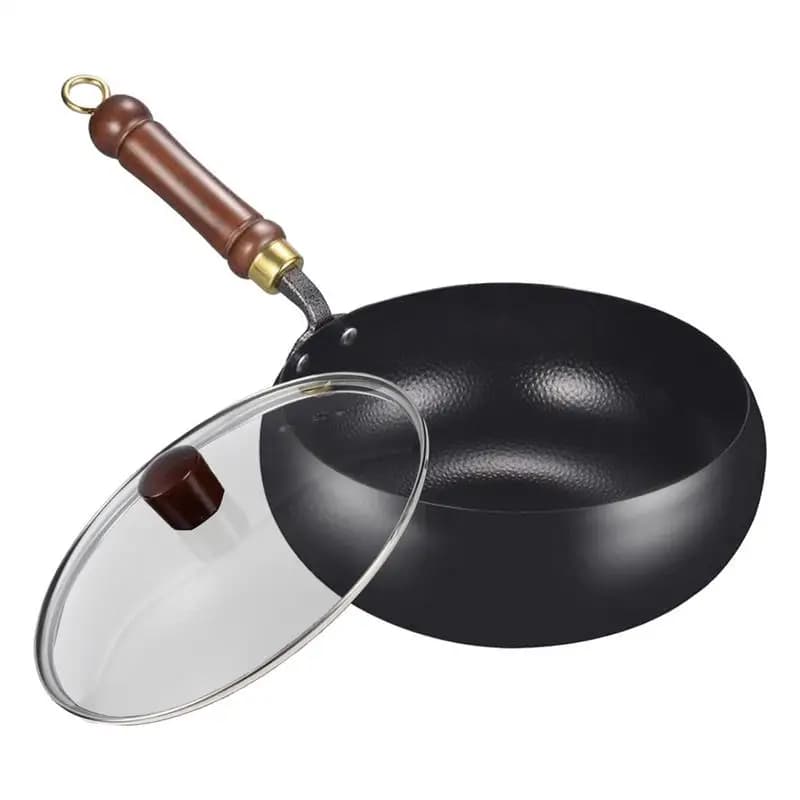 Kitchen Wok Iron Wok for frying Ergonomic iron pan not covered with lid for outdoor house Restaurant Camping inside