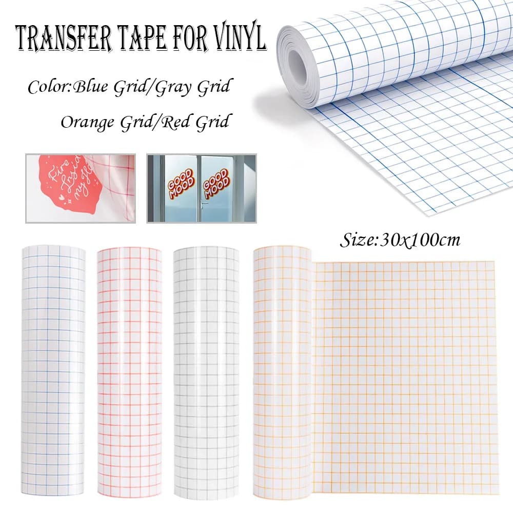 1 pz 30x100 cm Trasparente Vinile Applicazione Nastro di Allineamento Griglia di Trasferimento Nastro di Carta Adesivo Nastro di Trasferimento FAI DA TE Per Decalcomania Del Vinile