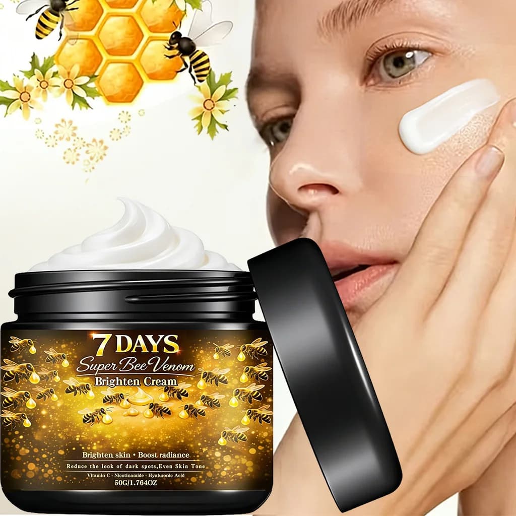 Crema Schiarente ad Azione Rapida in 7 Giorni | Veleno d'api, vitamina C e niacinamide, possono attenuare le macchie e rassodare la pelle, 50g