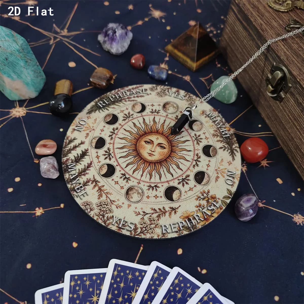 Sun & Moon Phase Astrology Rubber Pendulum Board Mysterious Divination Altar Decor Suitable For Astrology Games Pendulum Scrying