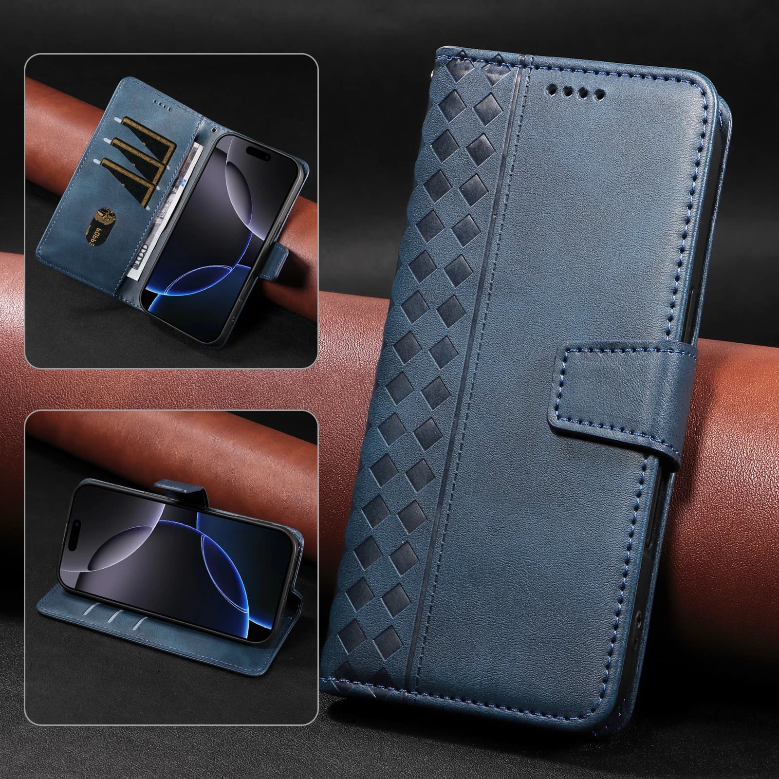 Custodia a libro in pelle con laccetto da polso RFID e 3 slot per carte, anti-caduta, per OPPO Realme 14 Pro Plus 14T 14X 12 11X 11F 11 10 9 8