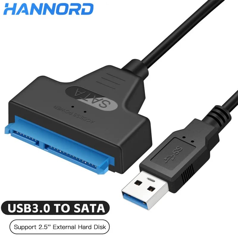 Cavo Hannord Sata a USB 3.0 Cavo adattatore per disco rigido esterno da 2,5 pollici per trasferimento dati HDD e disco rigido SSD da 2,5"