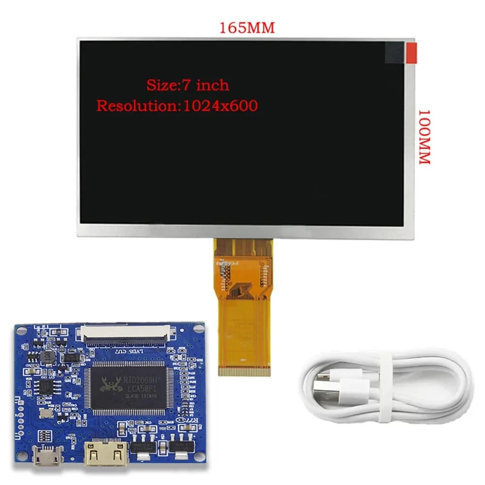 Scheda di controllo driver monitor LCD da 7 pollici 1024 * 600 Display Mini HDMI compatibile per Lattepanda, Raspberry Pi Banana Pi PC
