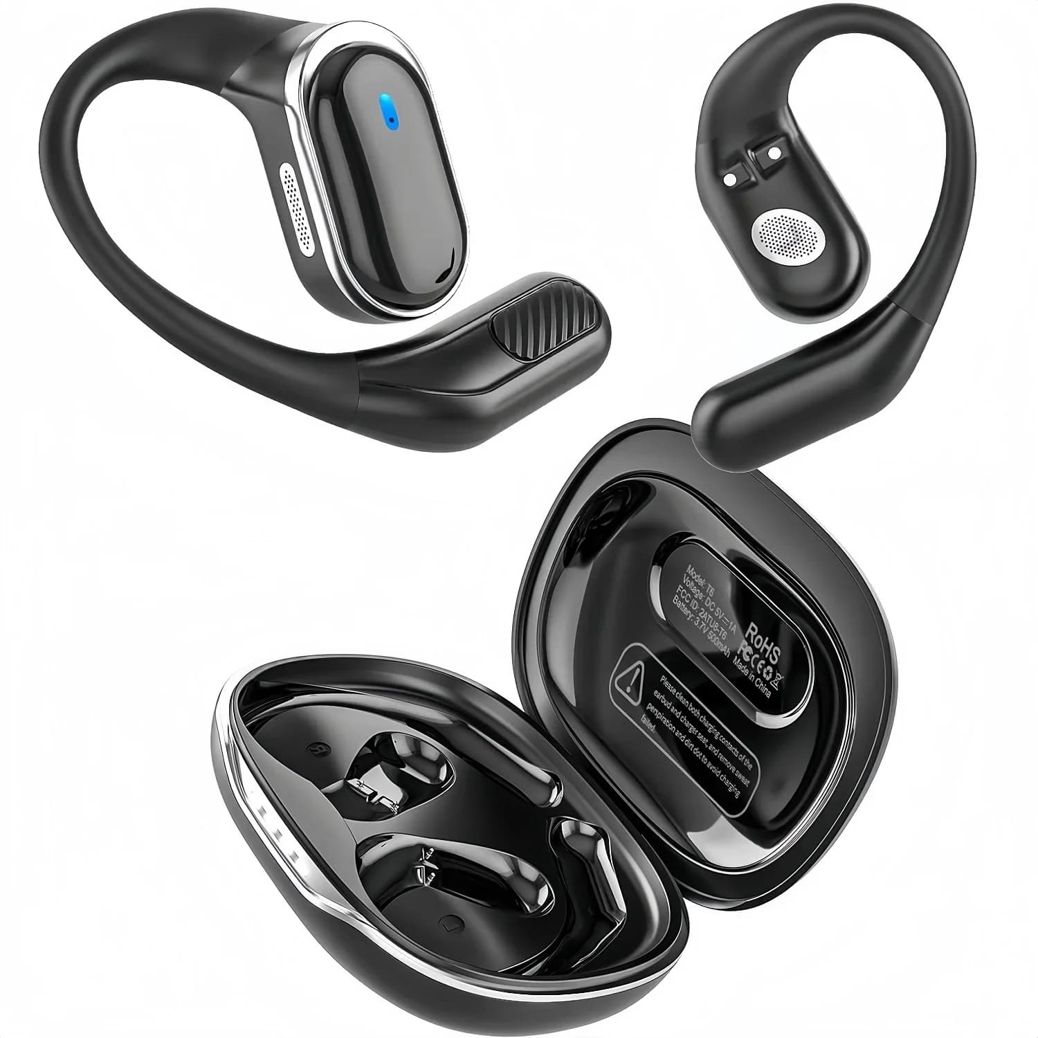 Auricolari Bluetooth Cuffie wireless con microfono Auricolare con gancio per l'orecchio a conduzione aerea Auricolari con cancellazione del rumore per iPhone Xiaomi