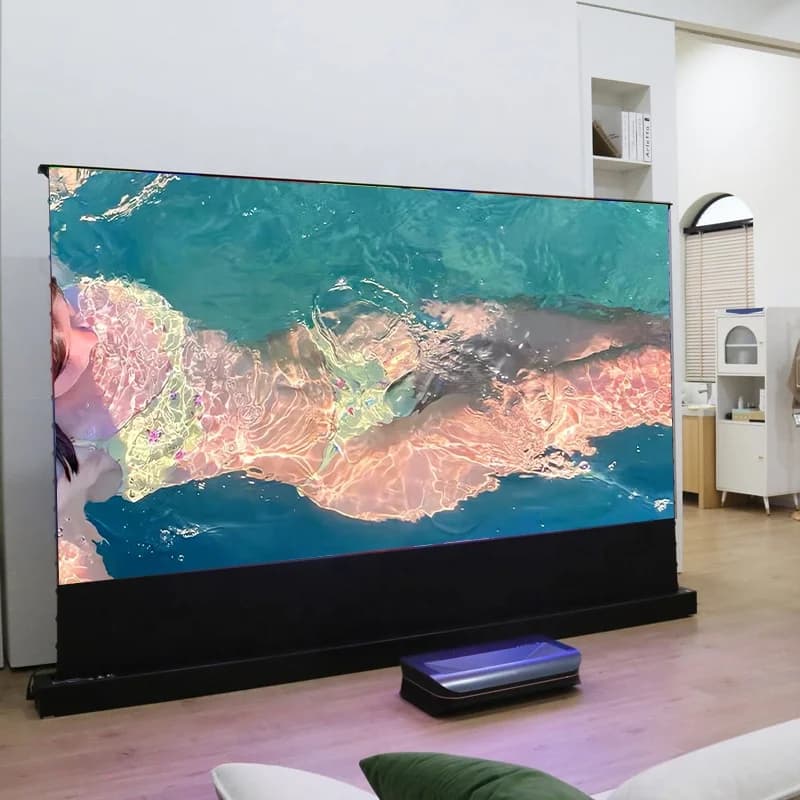 TOP 72-120 Inch 16:9 S PRO Electric Tension Floor Rising ALR Screen Motorized Laser TV Projection For 4k 8k UHD UST Projector