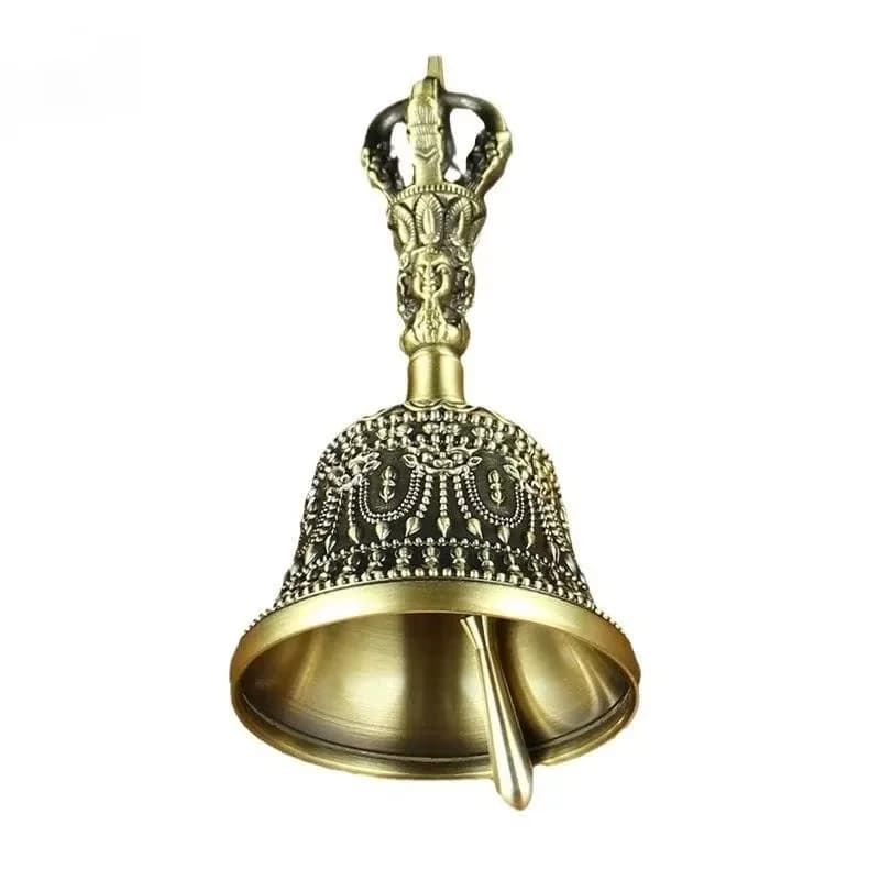 Nepal Handmade Brass Vajra Bell & Pestle Set, Tibetan Buddhist Chime for Meditation Sound Healing Ritual