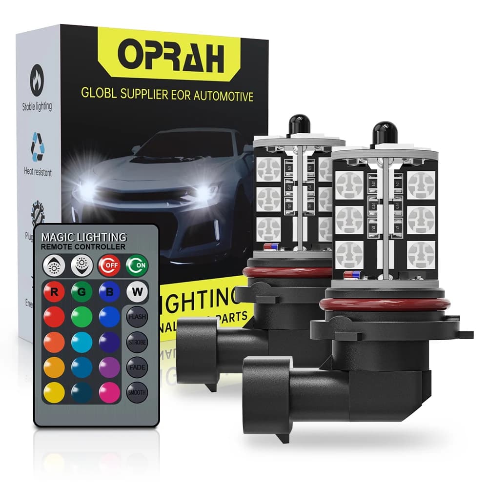 2 Pezzi Fari Fendinebbia LED H8 H11 H3 H7 5050SMD 9005 Hb3 H27 880 881 RGB Colorati 5050 H1 Lampadine per Auto con Telecomando 12V Bianco