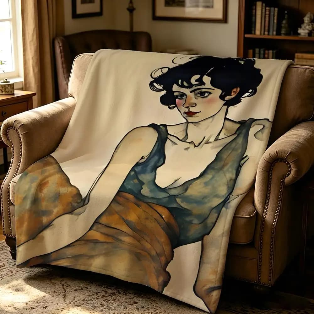 artist E-Egon Schiele-e Throw Thick Comfort Flannel Quilt, Multi-scene Use Indoor Outdoor Daily Nap
