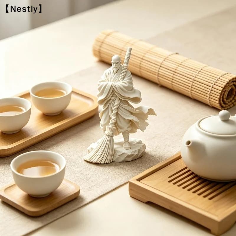 1Pcs Zen Oriental Monk Figurine With Flowing Robe Elder Sculpture Chinese Style Statue For Tea Room Meditation Table Decor〔Nest〕