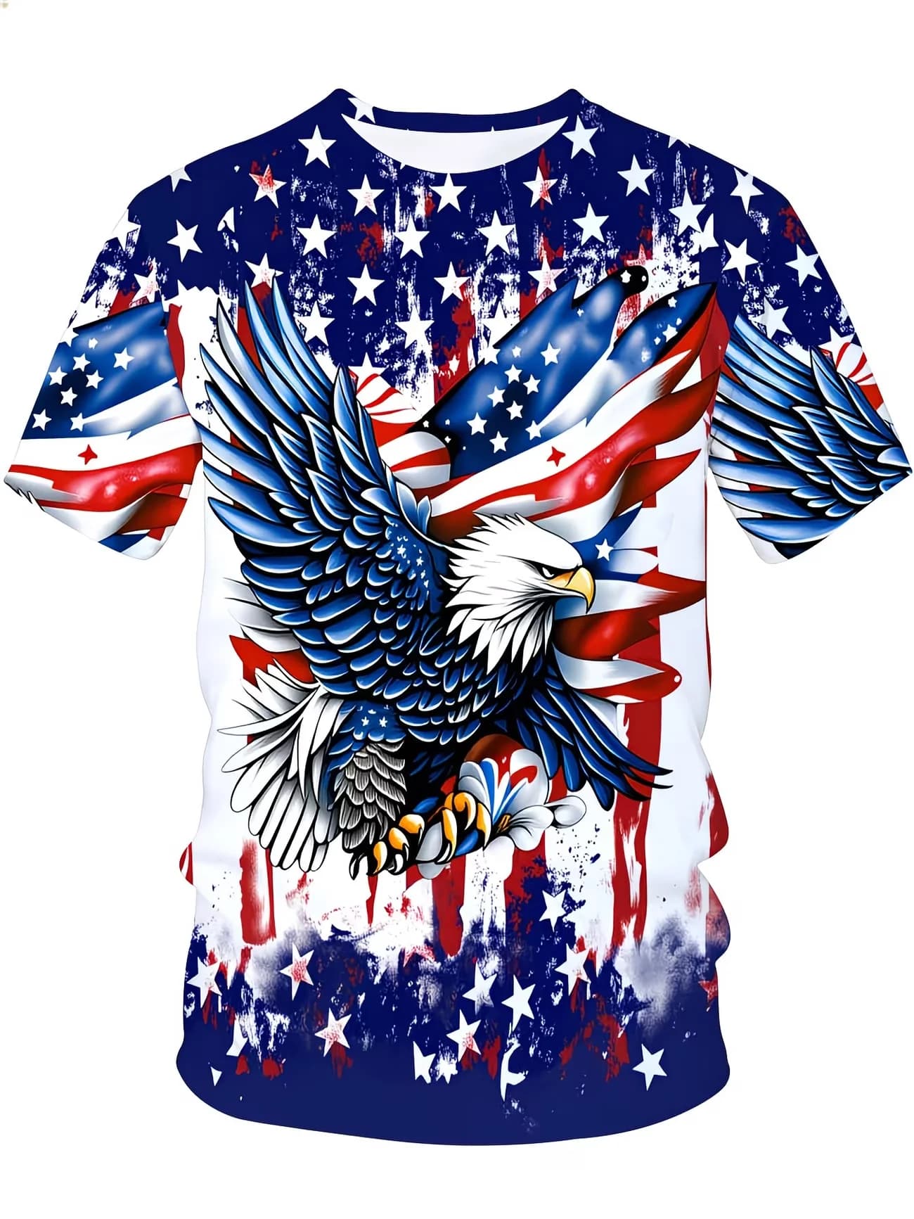 Mens 1776 2026 250 Years Of Freedom US Patriotic Eagle Print Short Sleeve Crew Neck T Shirt Plus Size