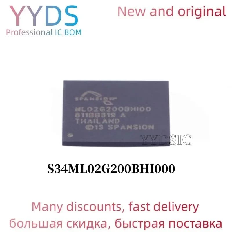 10 PZ 100% Nuovo originale S34ML02G200BHI000 ML02G200BHI00 BGA63 Flash 2G S34ML02G200BHI00