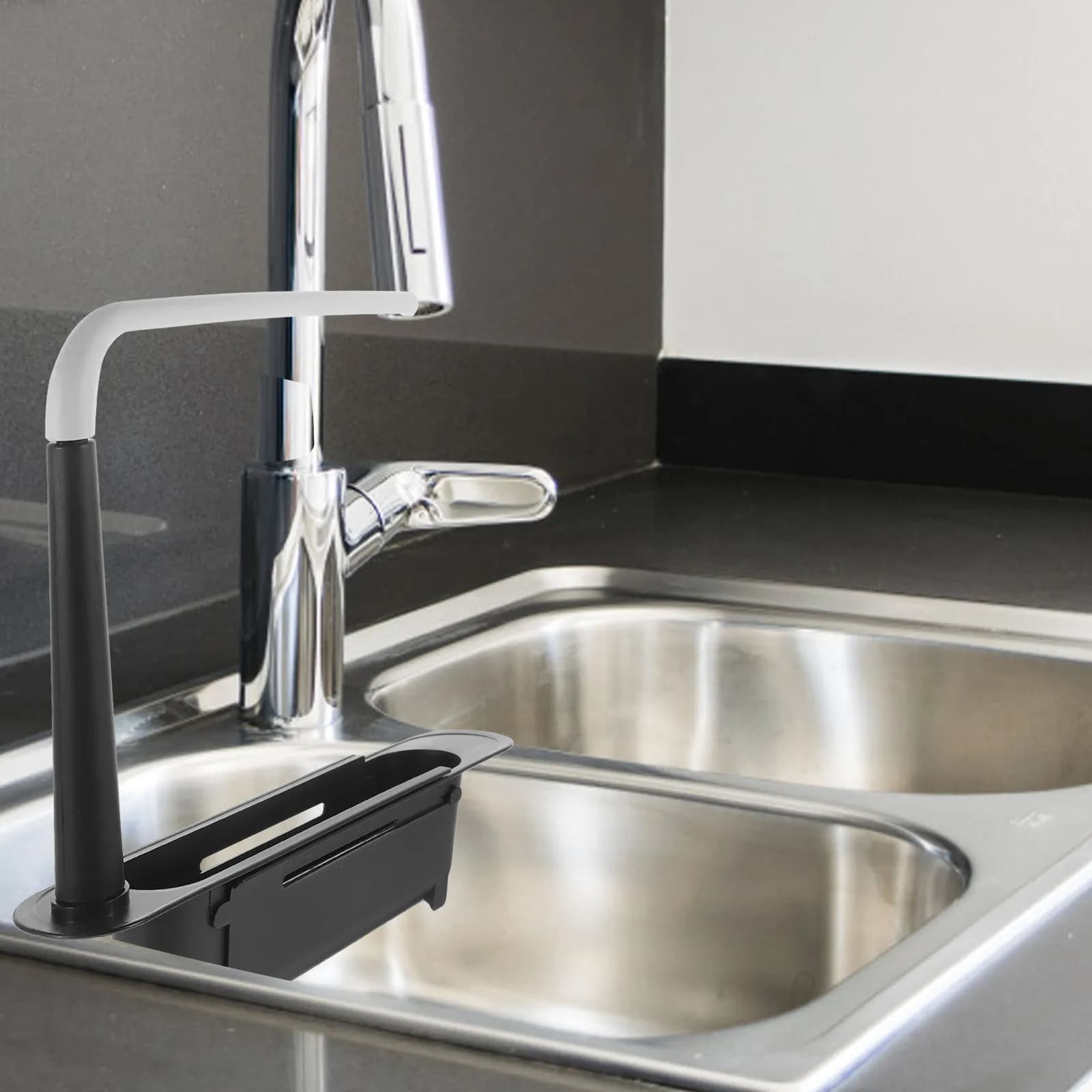 Porta Spugne Telescopico Espandibile, Scolapiatti Regolabile per Lavello, Organizzatore per Spugne e Strofinacci, Ripiano Asciugapiatti, Contenitore da Cucina con Drenaggio