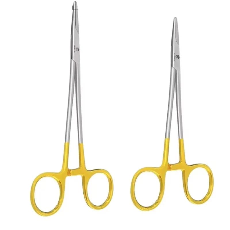 Cynamed TC Mayo Hegar Needle/Suture Holder Driver Reusable Tungsten Carbide Inserts Gold Rings Cutting Capabilities Dog for vet