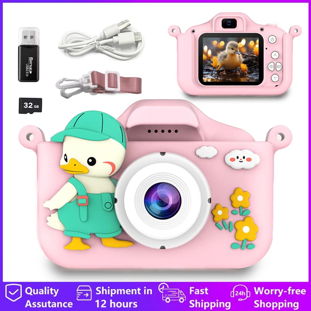Mini Kids Cameras Cute Digital Children Camera With 32G Card Educational Toys 1080p HD Video Shooting For Baby Birthday Gifts