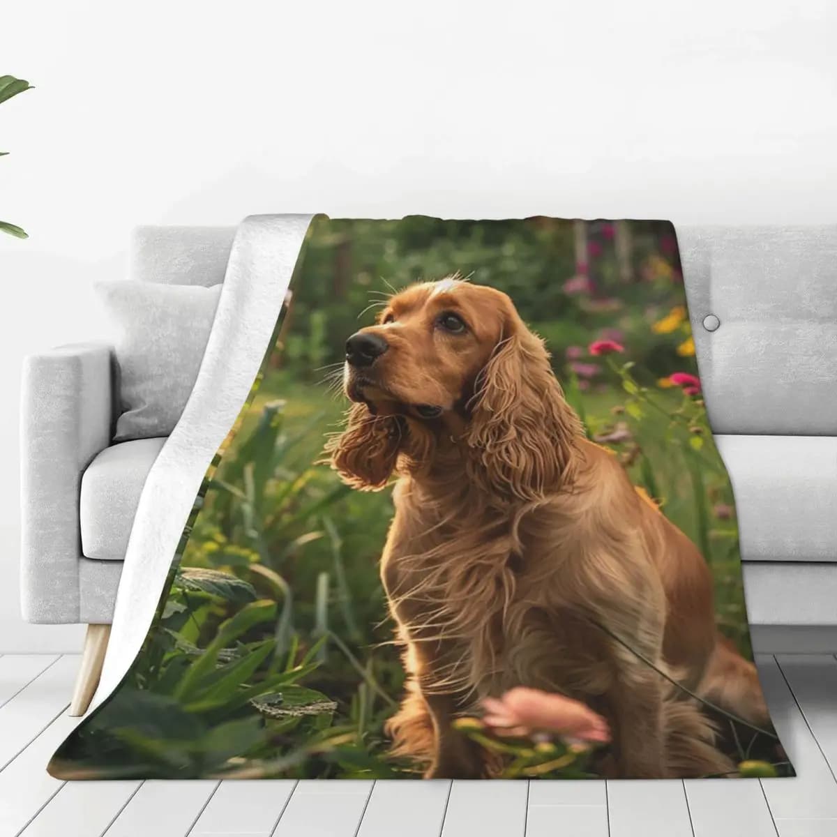 Divertente fresco cocker spaniel cane animale coperta morbida e calda coperta in flanella per letto soggiorno picnic viaggio divano di casa
