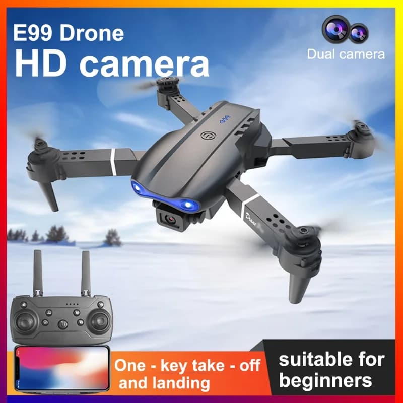 Professional Mini Remote Control E99 with 4K HD Camera, Wifi FPV, Foldable, RC Square, Helicopter Toy for Children
