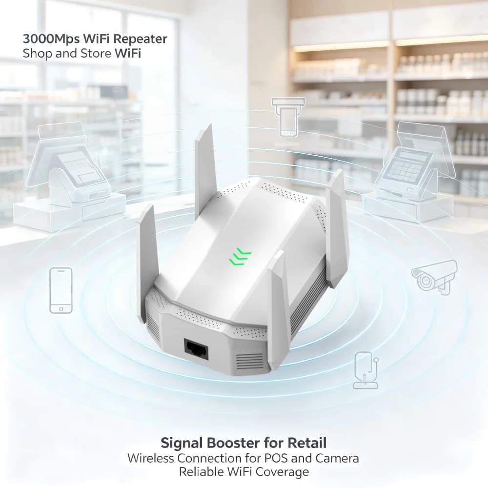 WiFi Repeater 4 Antennas 3000mbps WIFI 6 Ax3000 Vhf Wifi signal Booster Wireless Repeater Long Range Wifi Router Range Extender