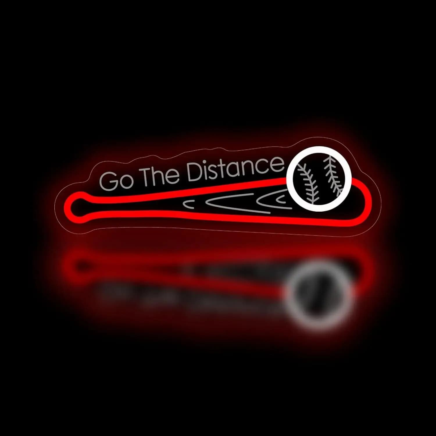 Insegna al neon Baseball Go The Distance, luce LED dimmerabile USB per decorazione da parete, man cave, camera da letto, sala giochi, decorazione artistica a tema sportivo