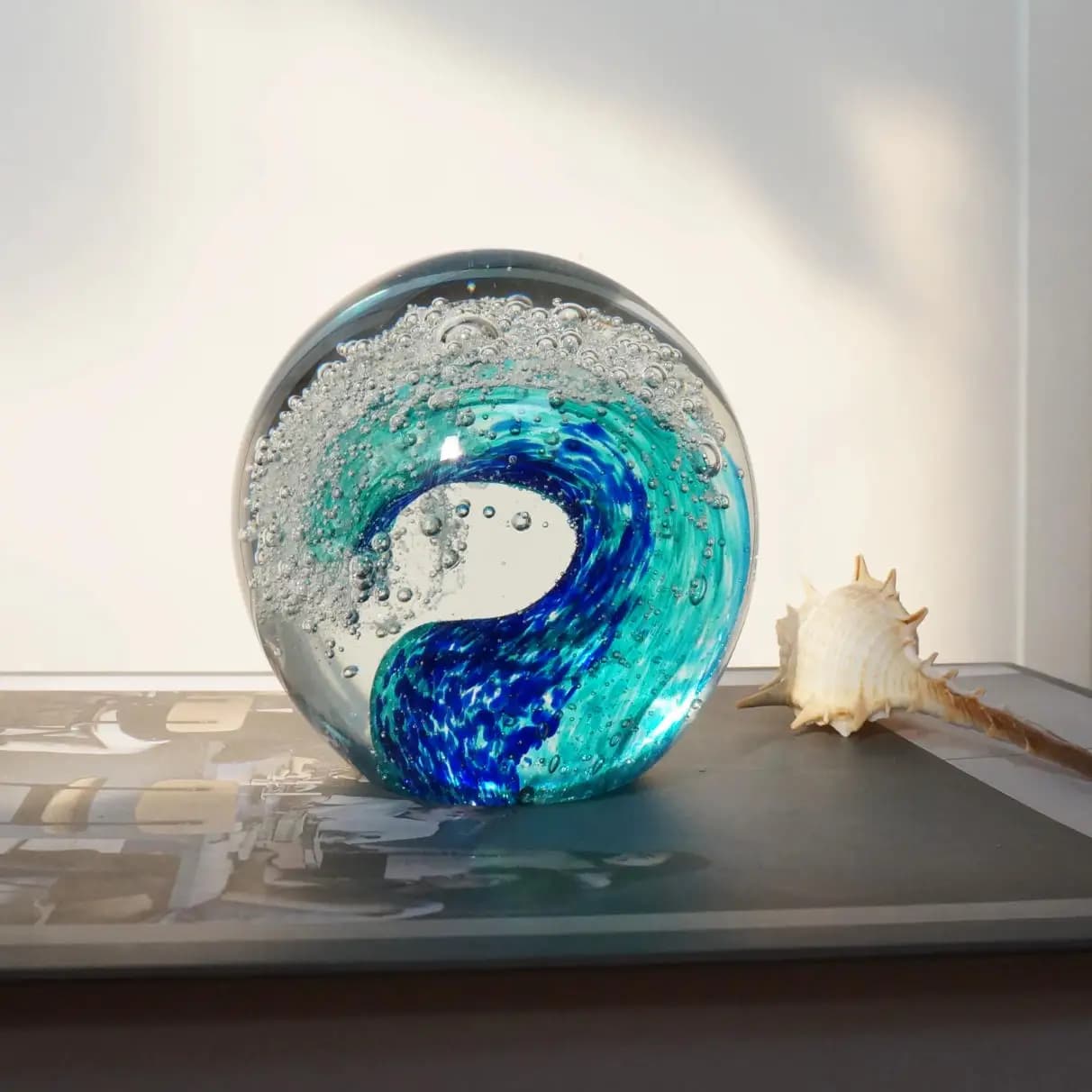 Crystal handicrafts ocean light luxury style wave balls large wave geometric patterns, glass ornaments bubble balls ornaments