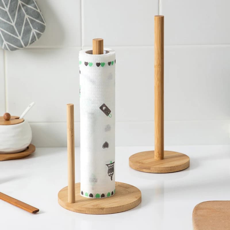 1PC Modern Wooden Kitchen Roll Paper Towel Holder Vertical Bathroom Tissue Stand Base Disposable Paper Pot Organizer For Kitchen