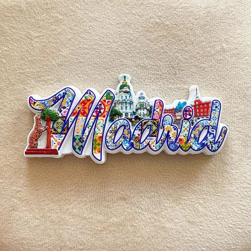 Magnete da frigorifero di Madrid Piastrella creativa Lettera Adesivo magnetico 3D Decorazione souvenir da viaggio