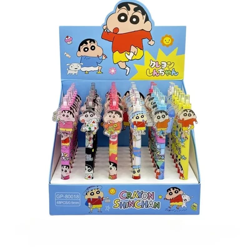 Crayon Shin-chan 6/48pcs Point Pen Cartoon Ink Gel Pen Ballpoint Pen School Office Student Writing Stationery Supply Girls Gifts