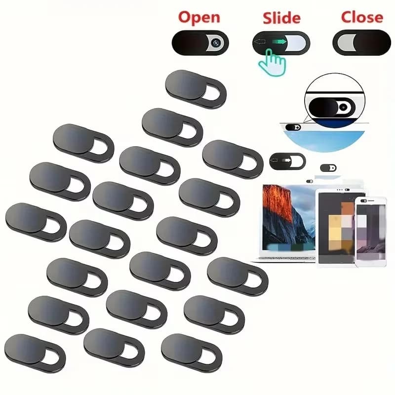 20PCS Ultra Thin Sliding Webcam Cover, 10 Black+10 White Privacy Camera Blocker Slider for Laptop MacBook iPhone iPad iMac Cell Phone PC