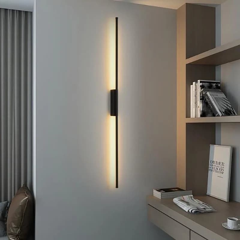 Lampada da parete a Led lampada da parete lunga nera per la casa camera da letto soggiorno divano montato su superficie sfondo applique da parete apparecchio di illuminazione