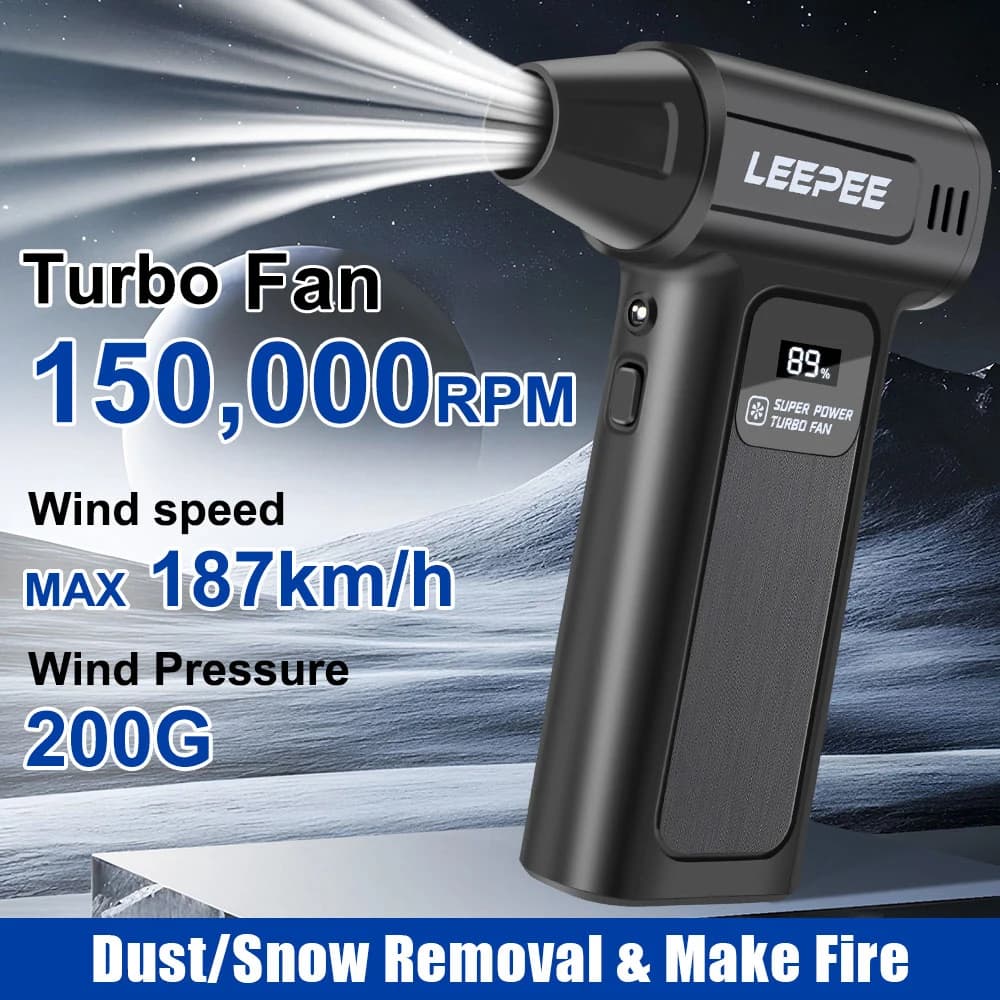 Portable Electric Air Duster 2025 New Car Fan Violent Hair Dryer Turbo Blower 4 Gears Car Accessories Blowing Snow