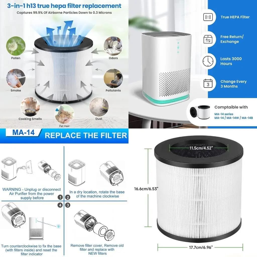 D0AB Filtro purificatore d con filtrazione a carbone attivo per Medify MA-14 MA-14W MA-14B