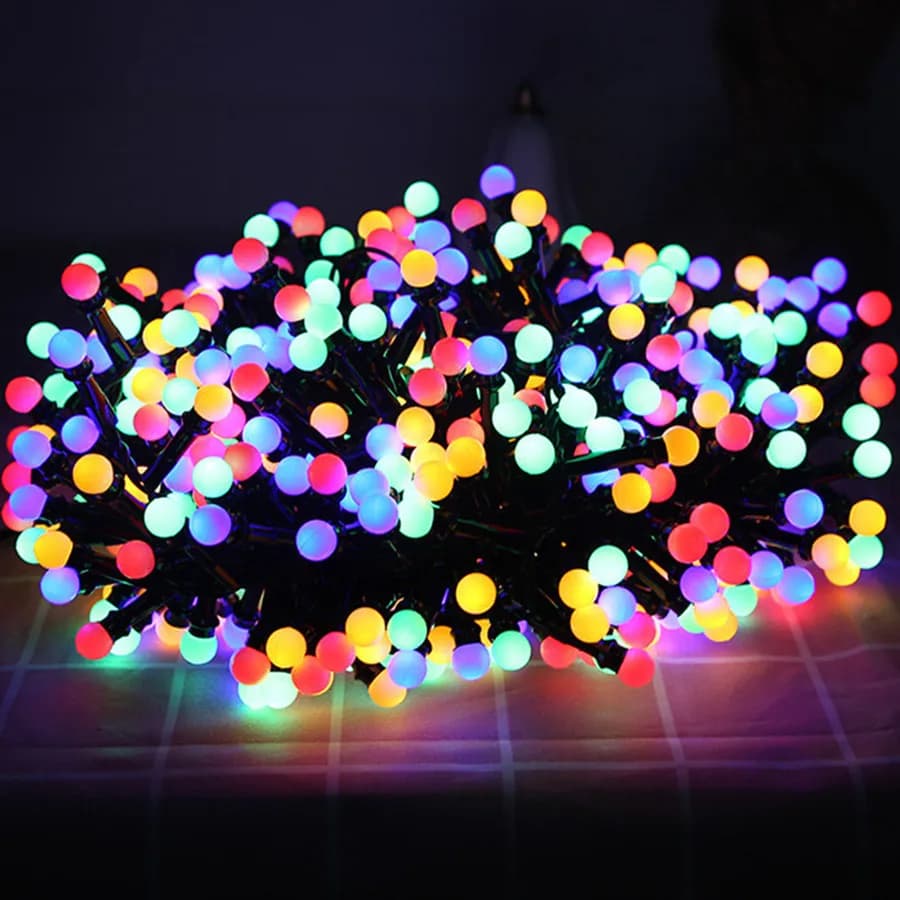 Petardi a LED impermeabili Fata String Light 8 modalità Luci natalizie per ghirlande da giardino a sfera rotonda per decorazioni per interni ed esterni per feste