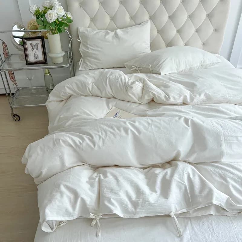 Set copripiumino minimalista bianco Twin Queen Size, biancheria da letto 4 pezzi, lusso per hotel, lenzuola piatte extra morbide/ federe con angoli