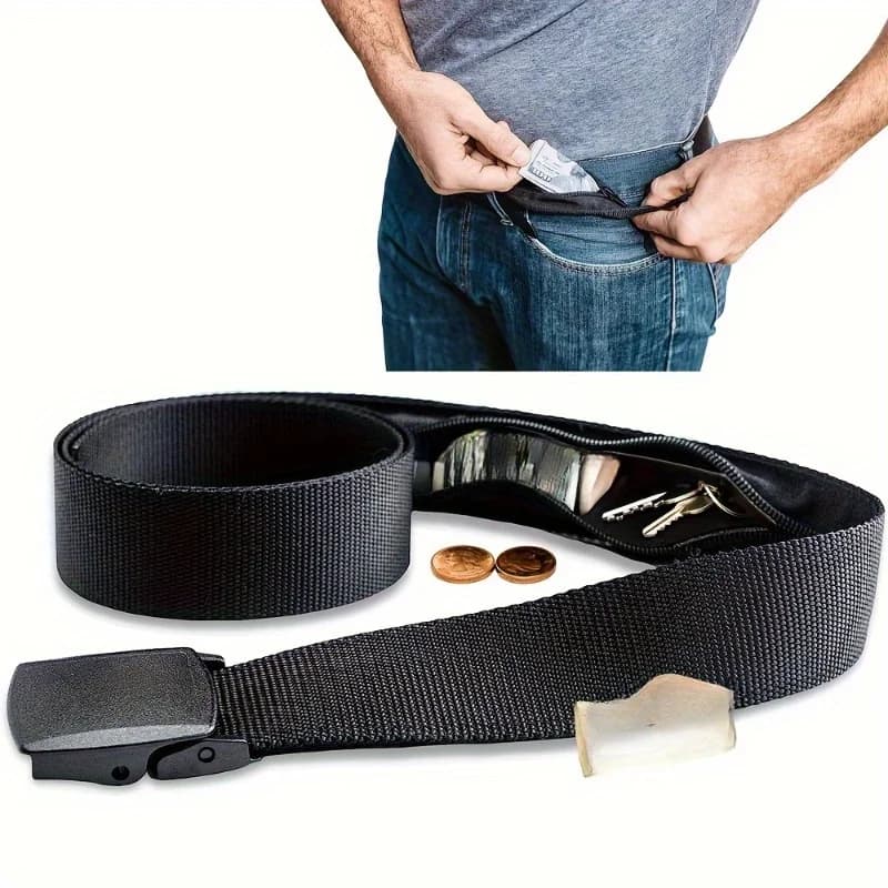 Portafoglio Tattico da Cintura in Tela per Viaggi all'Aperto - con Lucchetto a Combinazione, Cintura Nascosta per Denaro per Uomini e Donne