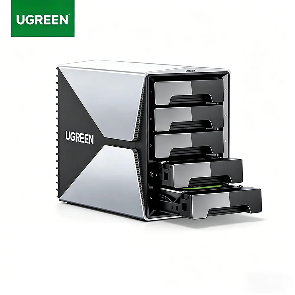 UGREEN Box Esterno per 5 Dischi Rigidi Senza RAID, SATA a USB C 5Gbps, Adattatore di Alimentazione, Supporta 160TB per HDD/SSD da 2.5/3.5 Pollici