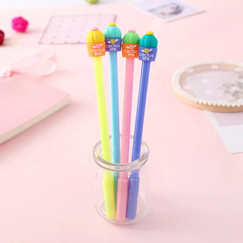 50PCS Cartoon Cute Cactus Penna neutra Gli studenti creativi imparano la penna della firma di cancelleria Penne gel da 0,5 mm