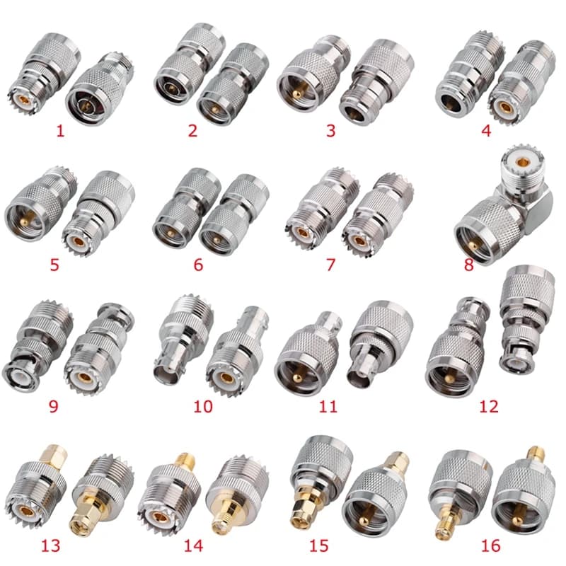 1 pz PL259 SO239 connettore UHF SL16 SO239 PL259 a BNC SMA N tipo adattatore maschio femmina ad angolo retto RF consegna rapida rame ottone