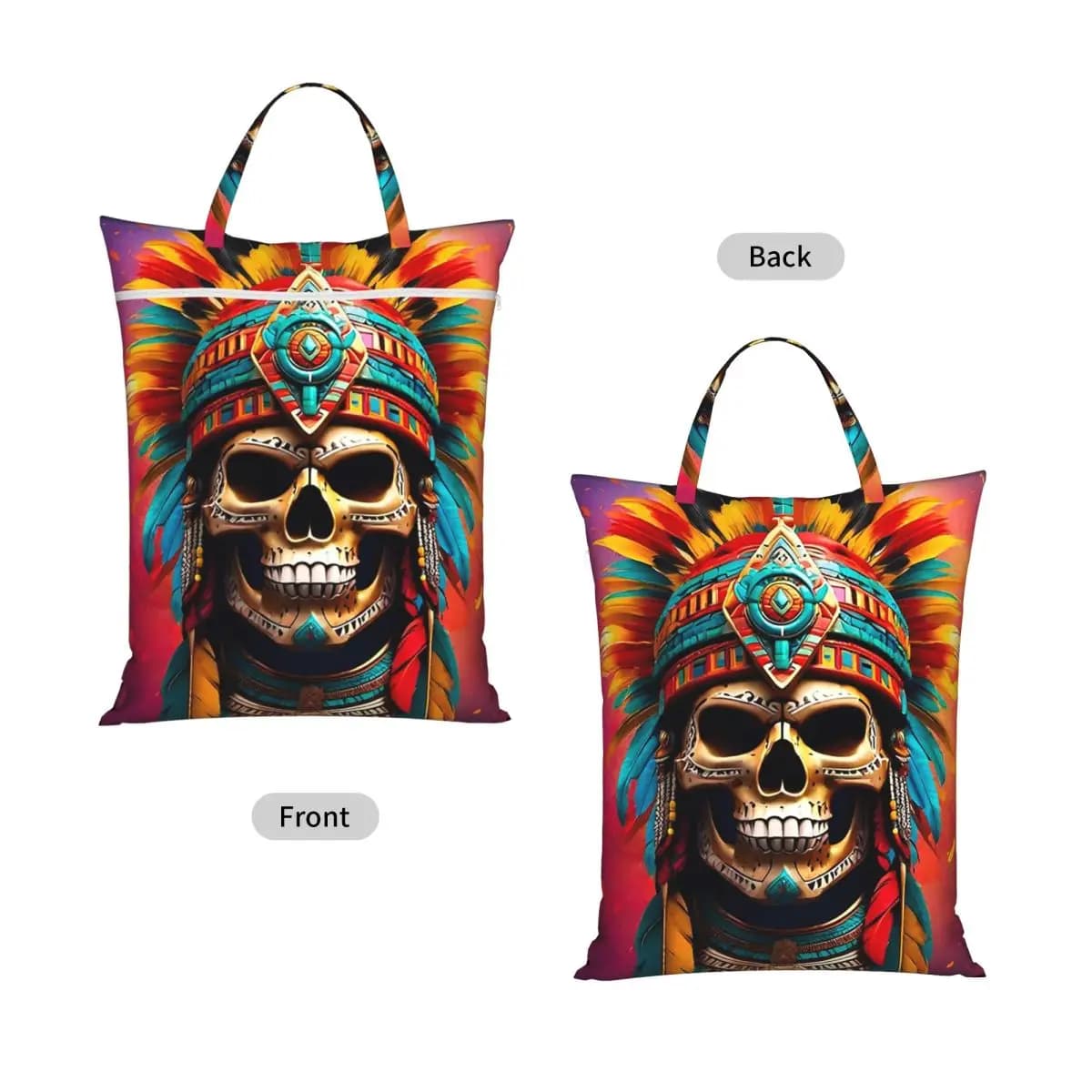 Aztec Skull7 Travel Laundry Bag Waterproof Reusable Dirty Clothes Pouch Gym Yoga Vacation Washing Basket