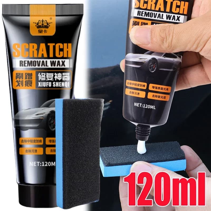 120ml Cera per la cura dello smalto per artefatti per la riparazione della cera antigraffio per auto con spugna Ripara facilmente il dispositivo di rimozione dei graffi Strumenti per la cura della vernice di ossidazione nera