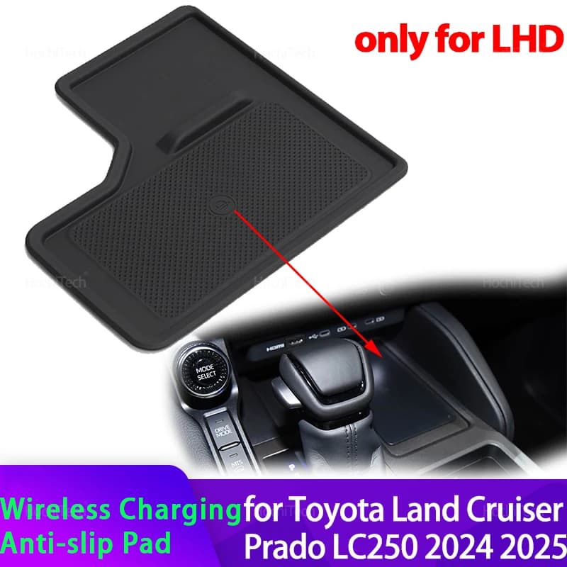 Tappetino di ricarica wireless per Toyota Land Cruiser 250 Prado LC250 2024 2025 Caricatore di controllo centrale Copertura Tappetino antiscivolo Solo per LHD