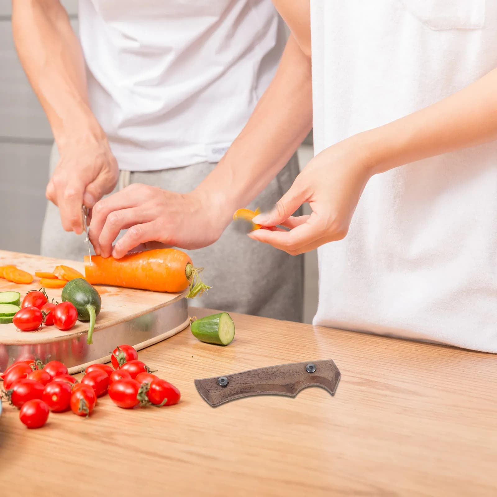 Manico di Ricambio in Legno di Faggio, Impugnatura Solida in Legno per Coltelli da Cucina, Spatole da Chef Giapponesi, Antiscivolo, Ergonomico, Durevole