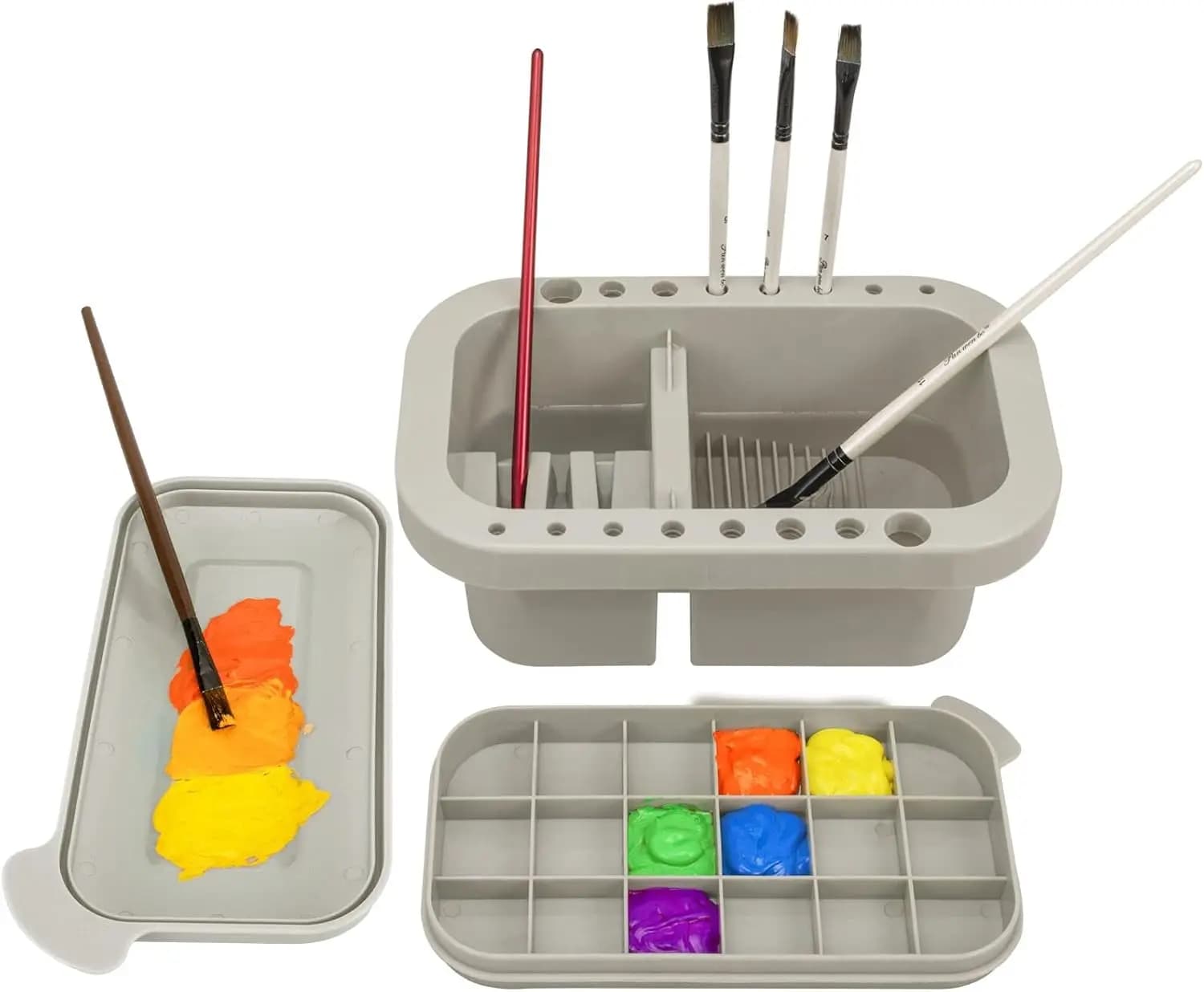 Paint Brush Cleaner with Palette, Brush Holder & Washer for Acrylic Watercolor, Compact for Artists
