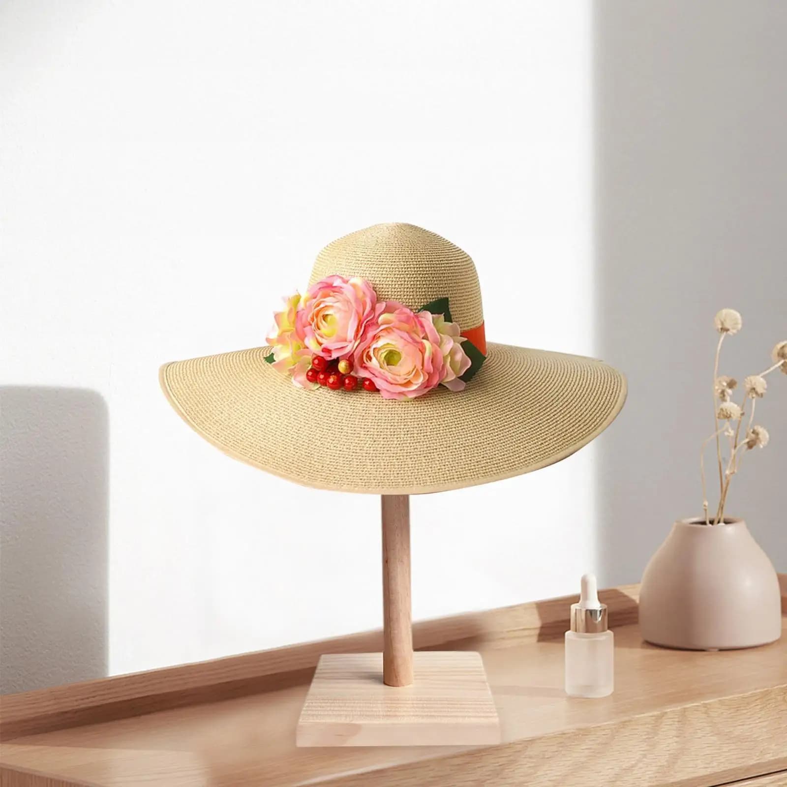 Support for portable wig, long and short wig display, anti-slip hat support for shopping centers, travel, homes, salons, styling cap