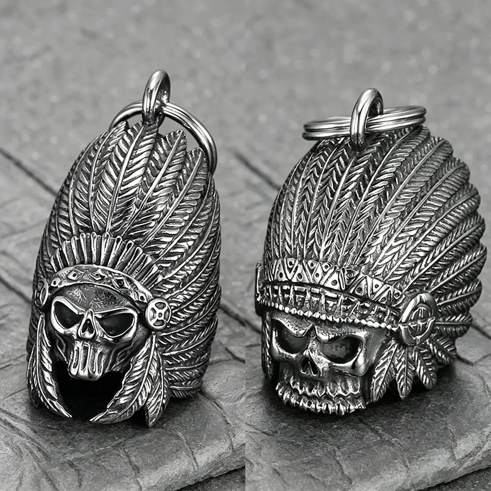 New Indian Guardian Bell Pendant Necklace for Men Women Gift Stainless Steel Luck bell Keychain For Biker Jewelry Dropshipping