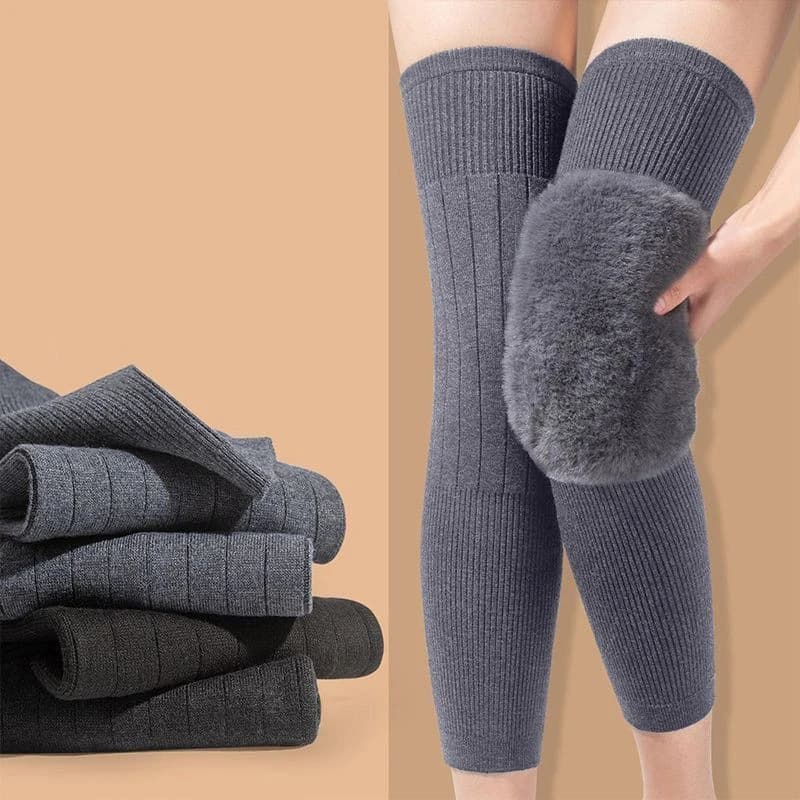 Nuove ginocchiere in pelliccia di coniglio invernali universali per anziani ginocchiera per artrite delle gambe fredde protezione termica per tenere al caldo il ginocchio in velluto spesso
