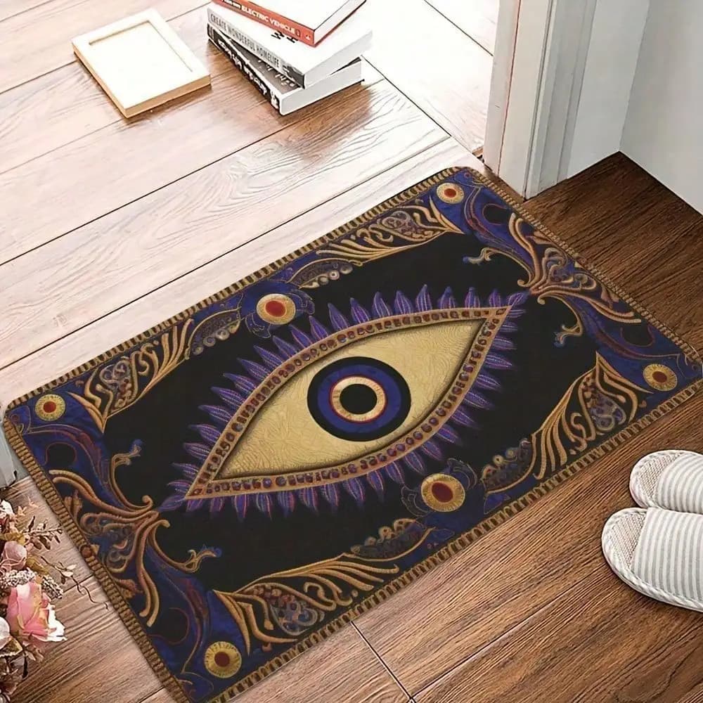 1pc Evil Eye Zerbino Boho Tappetino antiscivolo Assorbente Tappeto da bagno Spirituale Bohemian Tappetino di benvenuto Ingresso interno Decorazioni per la casa