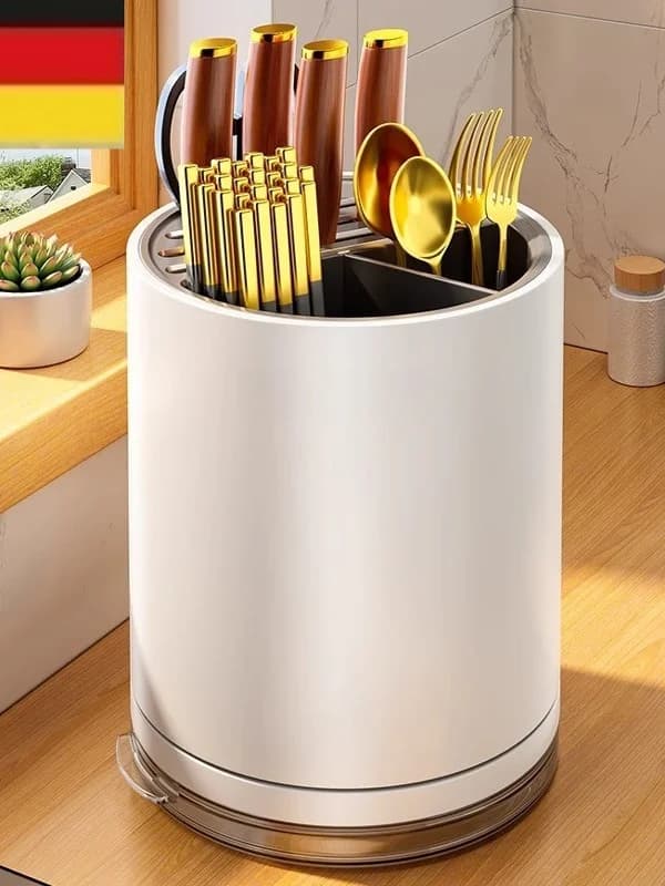 Swivel kitchen cabinet for knives, integrated knife holder for domestic use, round shape, modern, simple, plastic.