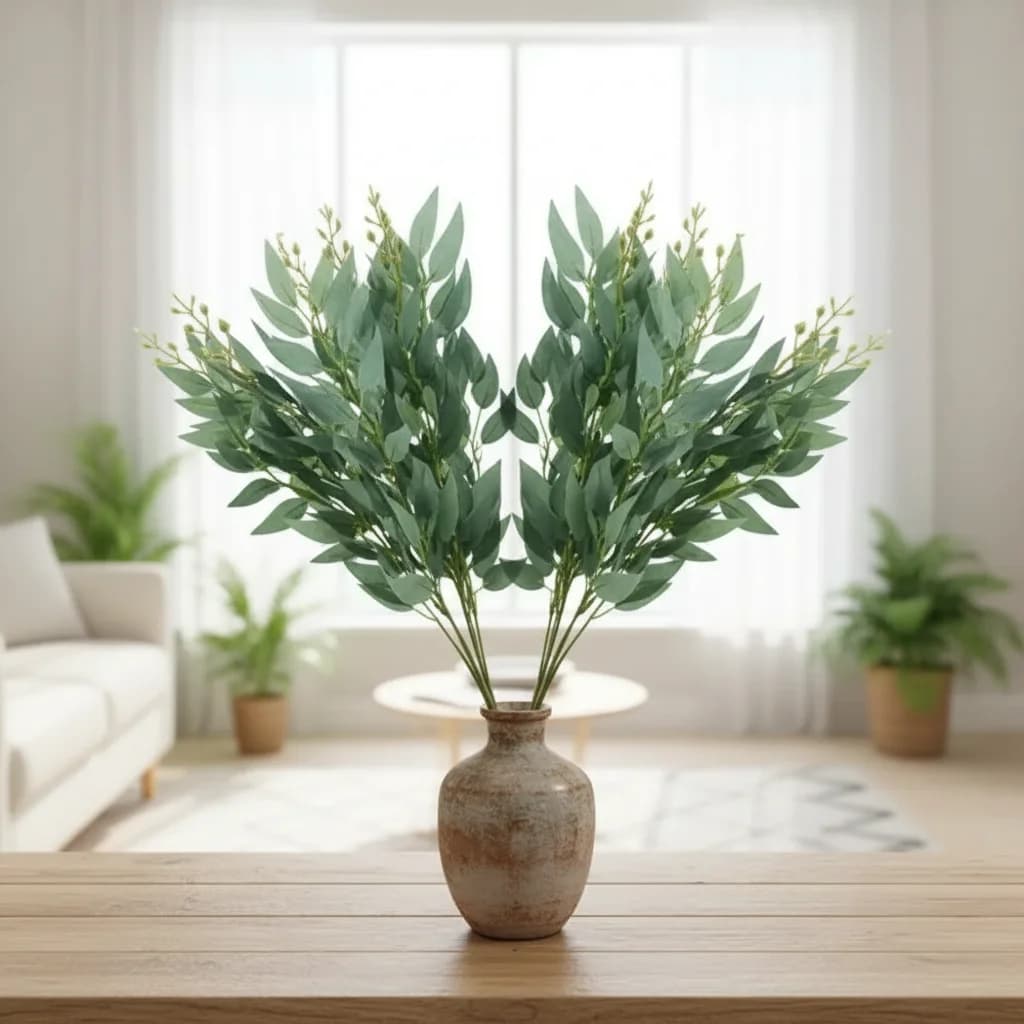 Artificial willow bouquet leaves for wedding home garden decoration Green plants 1 piece