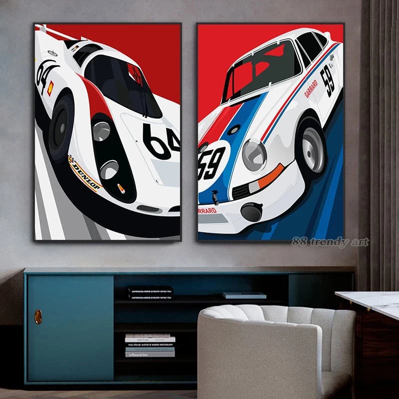 Posters and wall prints for racing cars, painting on canvas, Nordic murals, modern pictures for racing cars, decoration for the boy's room, frameless