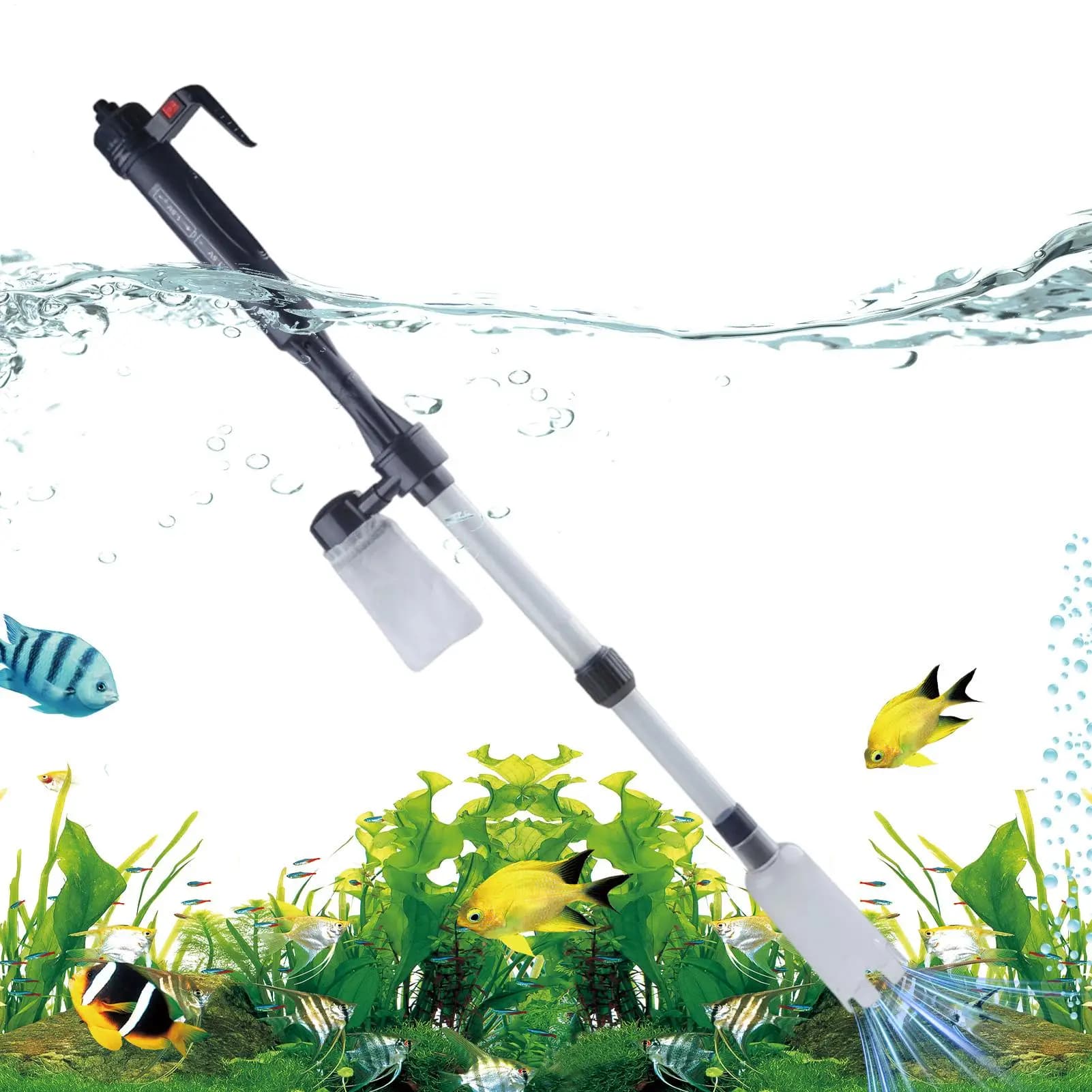 Aquarium Gravel Cleaner Telescopic Electric Adjustable Powerful Fish Tank Sand Vacuum Water Changer for Office Apartment